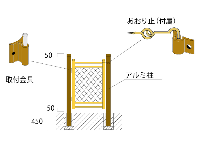 いよいよ人気ブランド グローベン A60FC076 アルミ柱用枝折戸 W600 H850